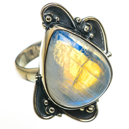 Rainbow Moonstone Rings handcrafted by Ana Silver Co - RING71000