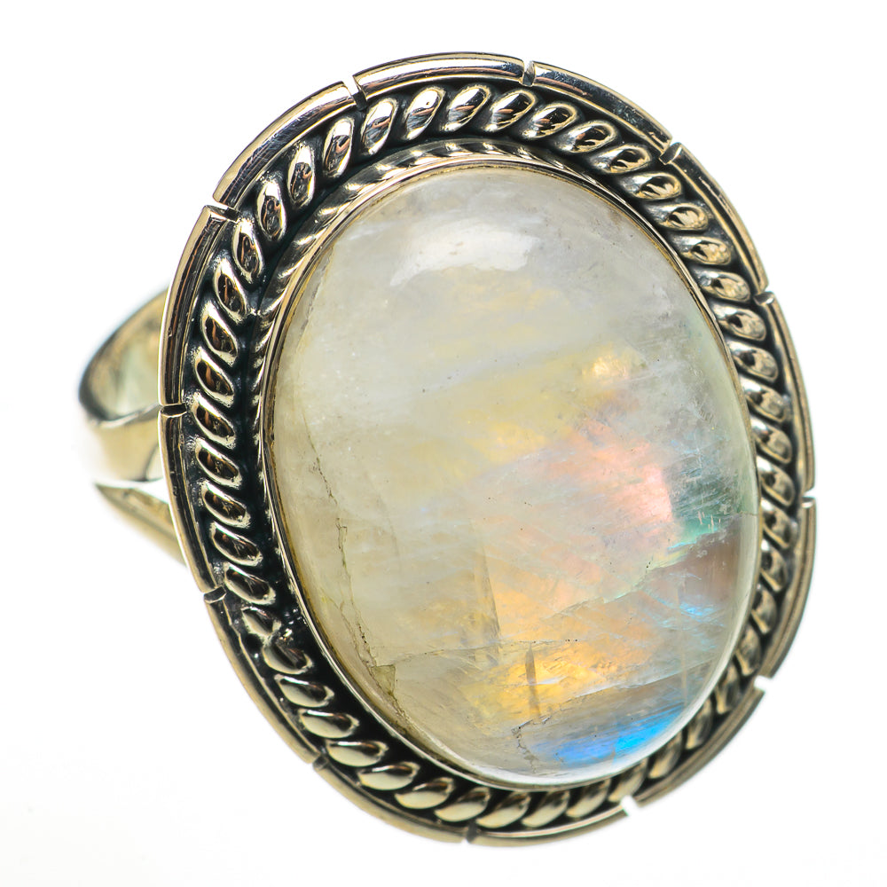 Rainbow Moonstone Rings handcrafted by Ana Silver Co - RING71033