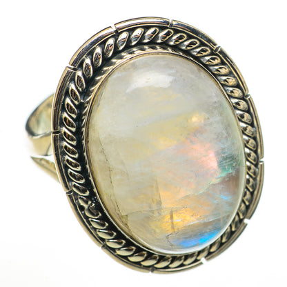 Rainbow Moonstone Rings handcrafted by Ana Silver Co - RING71033