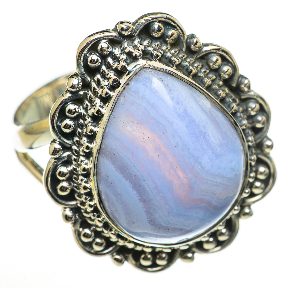 Blue Lace Agate Rings handcrafted by Ana Silver Co - RING71071