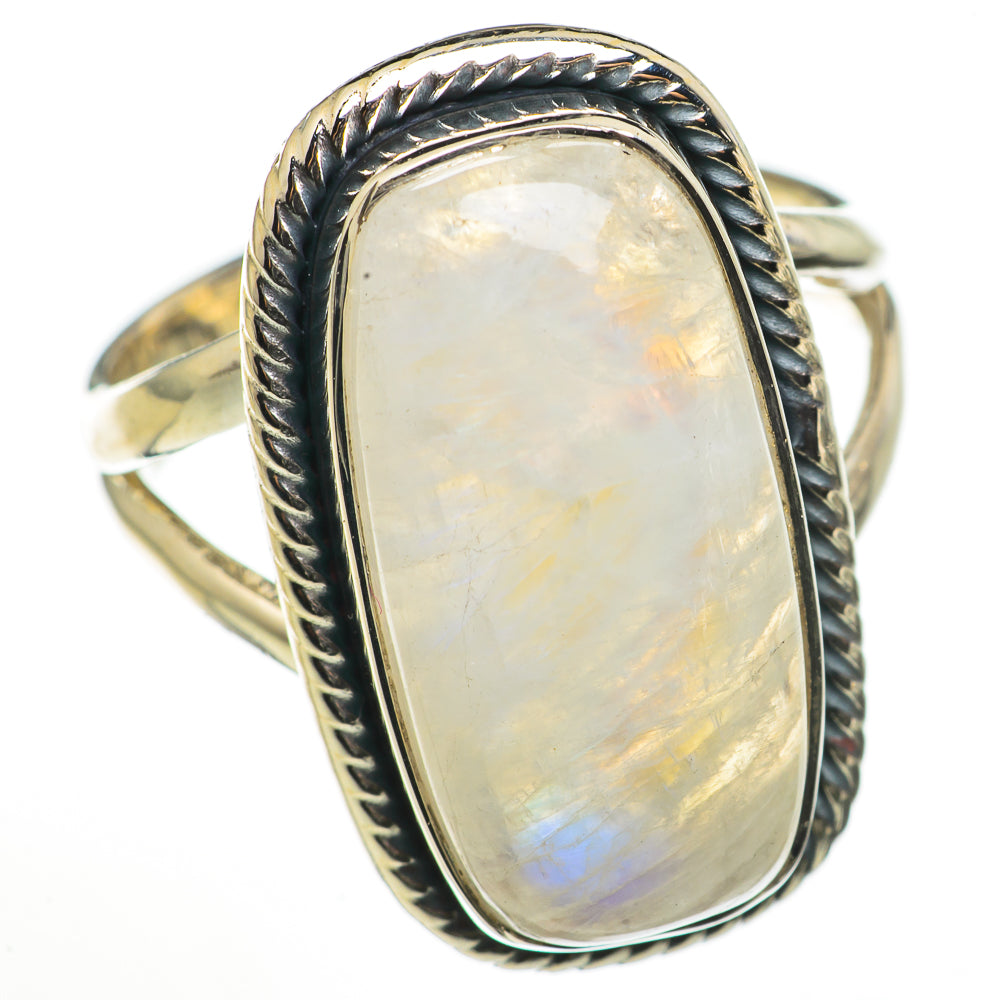 Rainbow Moonstone Rings handcrafted by Ana Silver Co - RING71108