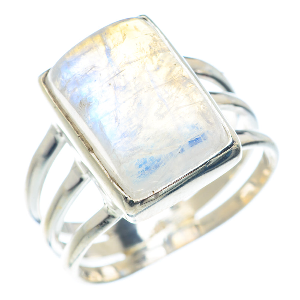 Rainbow Moonstone Rings handcrafted by Ana Silver Co - RING71217