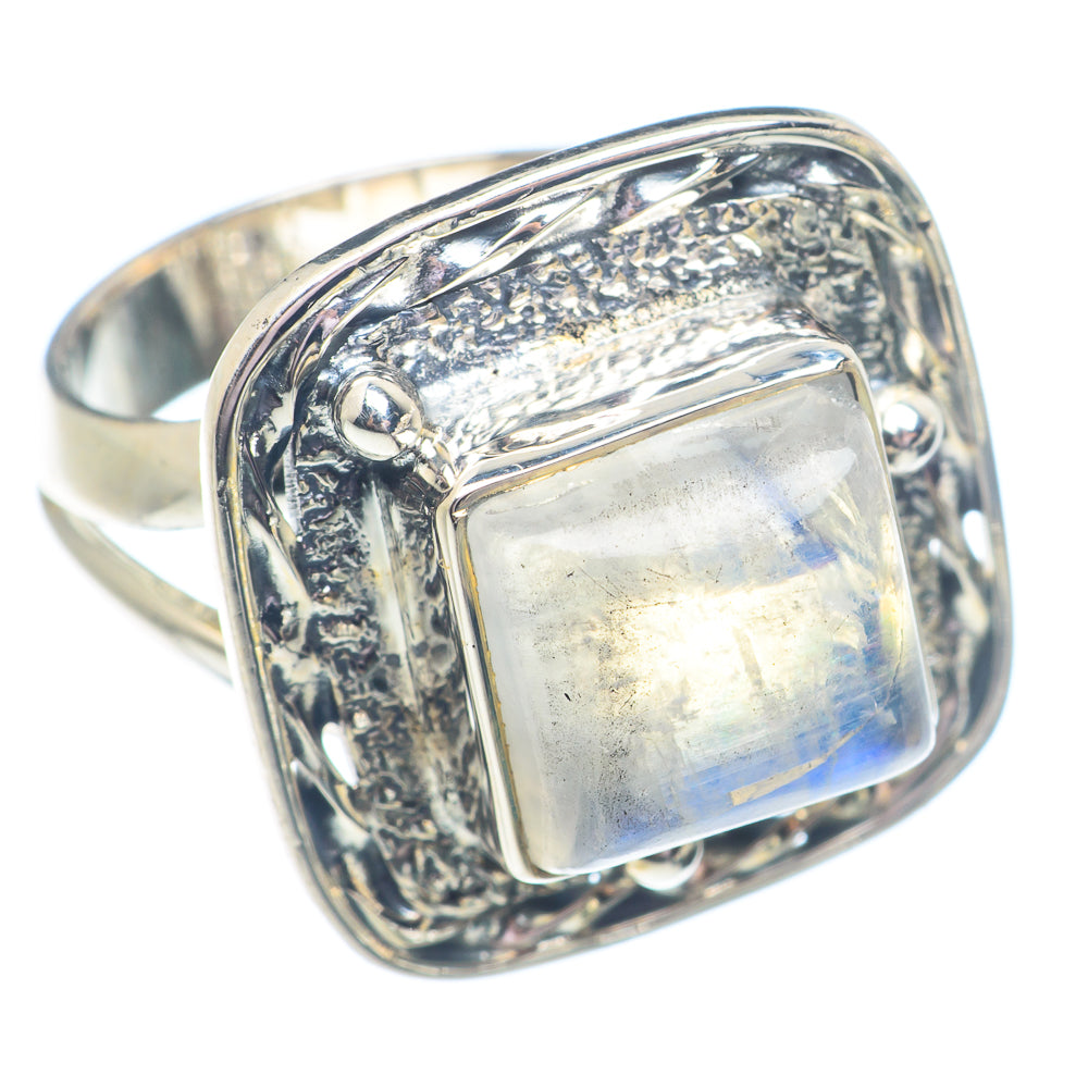 Rainbow Moonstone Rings handcrafted by Ana Silver Co - RING71255