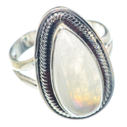 Rainbow Moonstone Rings handcrafted by Ana Silver Co - RING71259