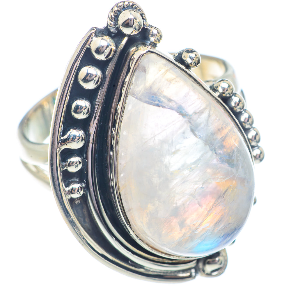 Rainbow Moonstone Rings handcrafted by Ana Silver Co - RING71292
