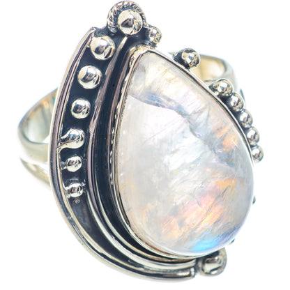 Rainbow Moonstone Rings handcrafted by Ana Silver Co - RING71292