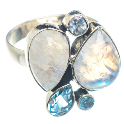 Rainbow Moonstone Rings handcrafted by Ana Silver Co - RING71331