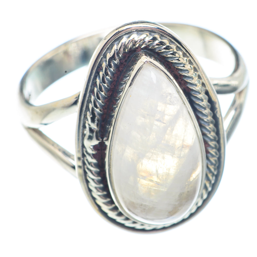 Rainbow Moonstone Rings handcrafted by Ana Silver Co - RING71332