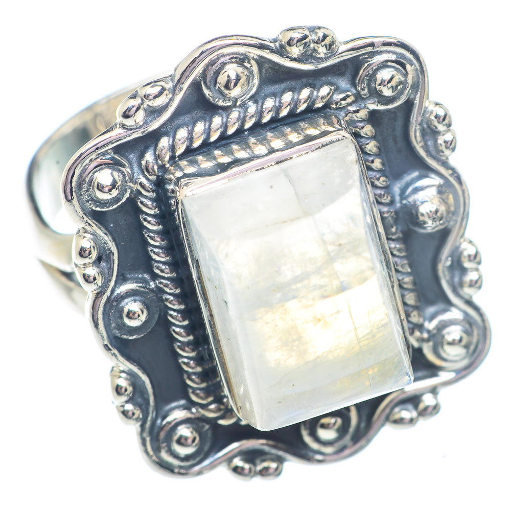 Rainbow Moonstone Rings handcrafted by Ana Silver Co - RING71365
