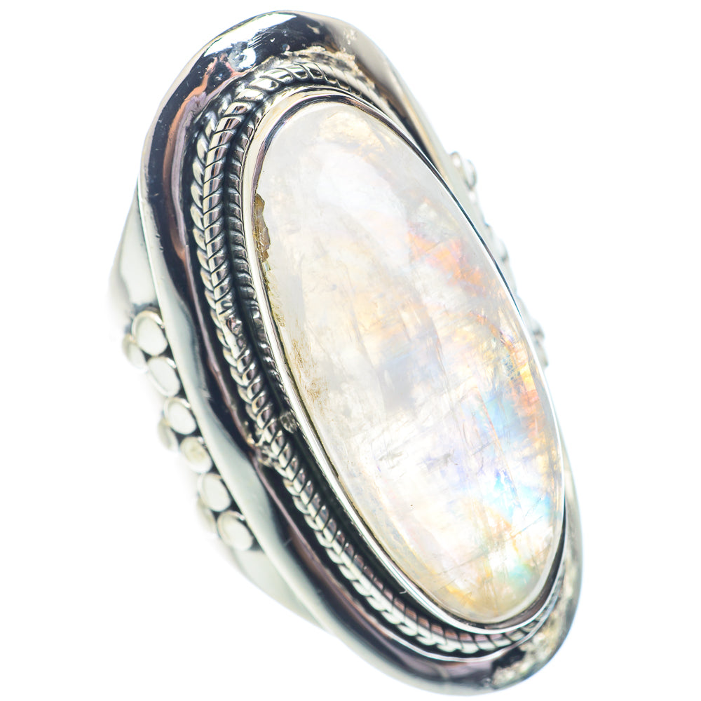 Rainbow Moonstone Rings handcrafted by Ana Silver Co - RING71408