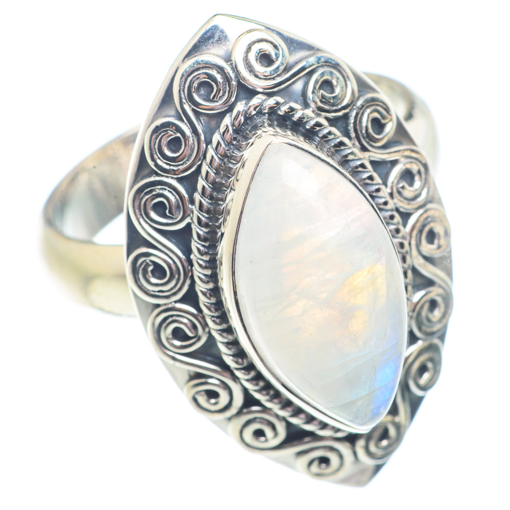Rainbow Moonstone Rings handcrafted by Ana Silver Co - RING71412