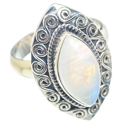 Rainbow Moonstone Rings handcrafted by Ana Silver Co - RING71412