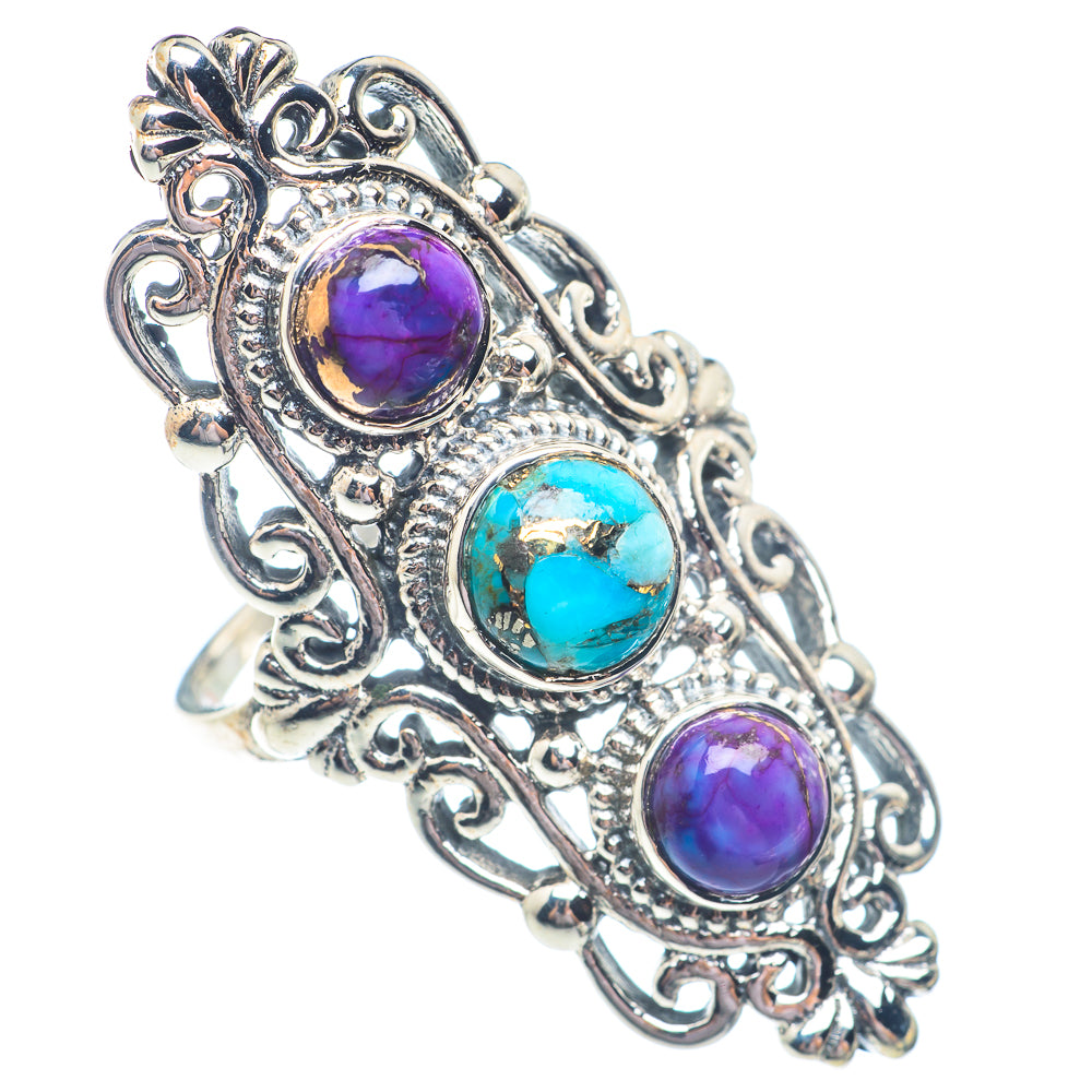 Blue Copper Composite Turquoise Rings handcrafted by Ana Silver Co - RING71416
