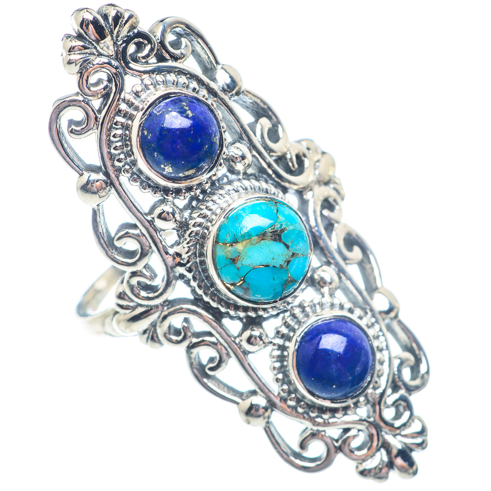 Blue Copper Composite Turquoise Rings handcrafted by Ana Silver Co - RING71418