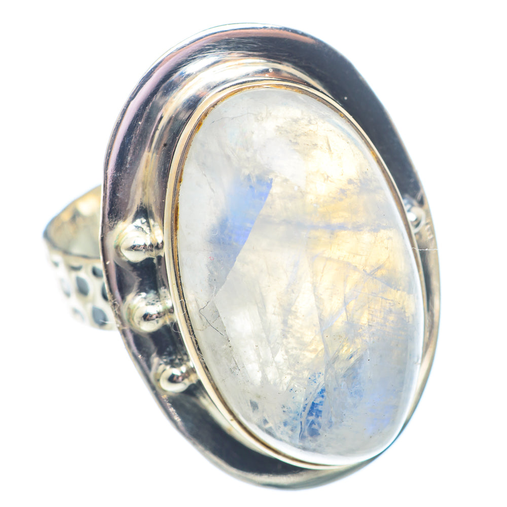 Rainbow Moonstone Rings handcrafted by Ana Silver Co - RING71449