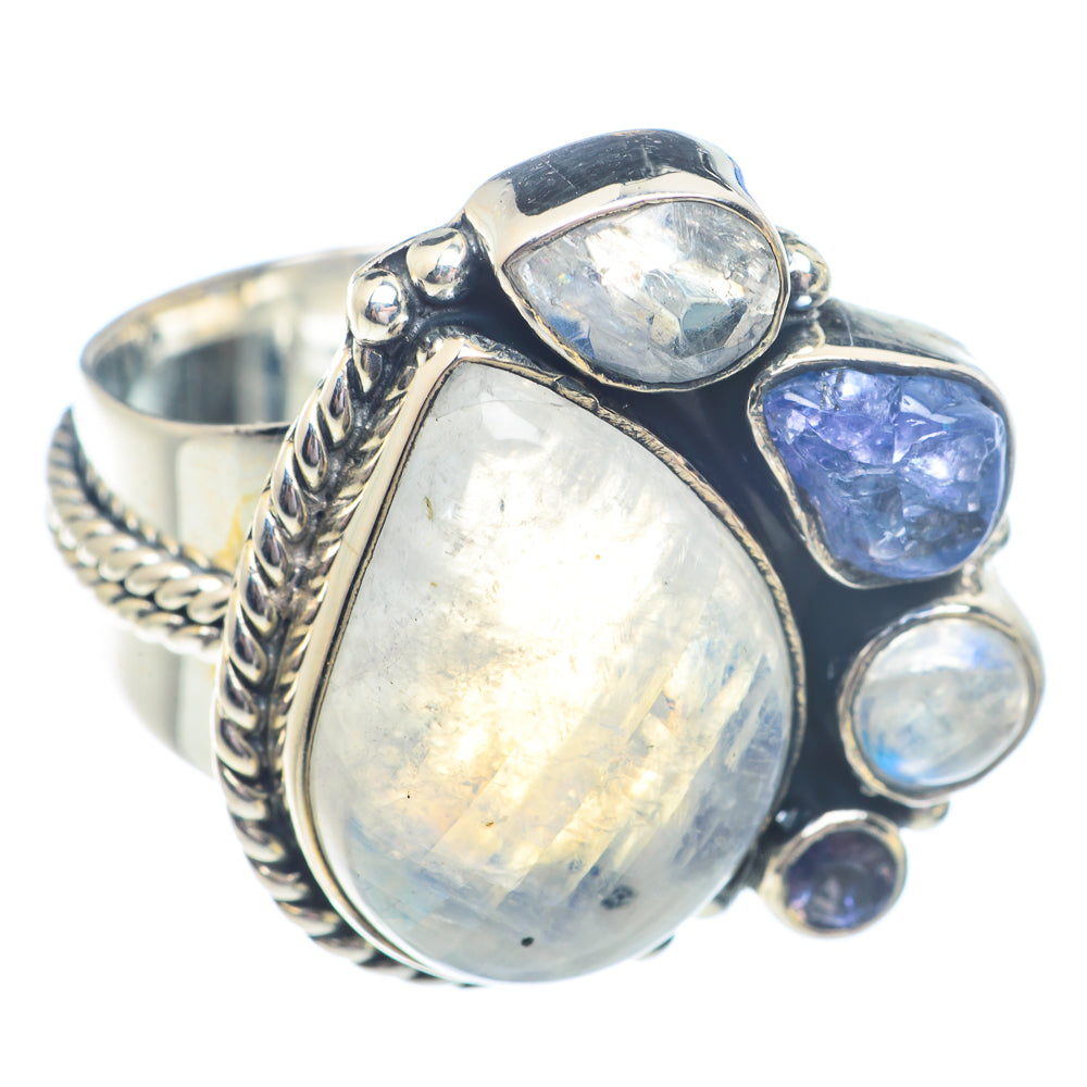 Rainbow Moonstone Rings handcrafted by Ana Silver Co - RING71450