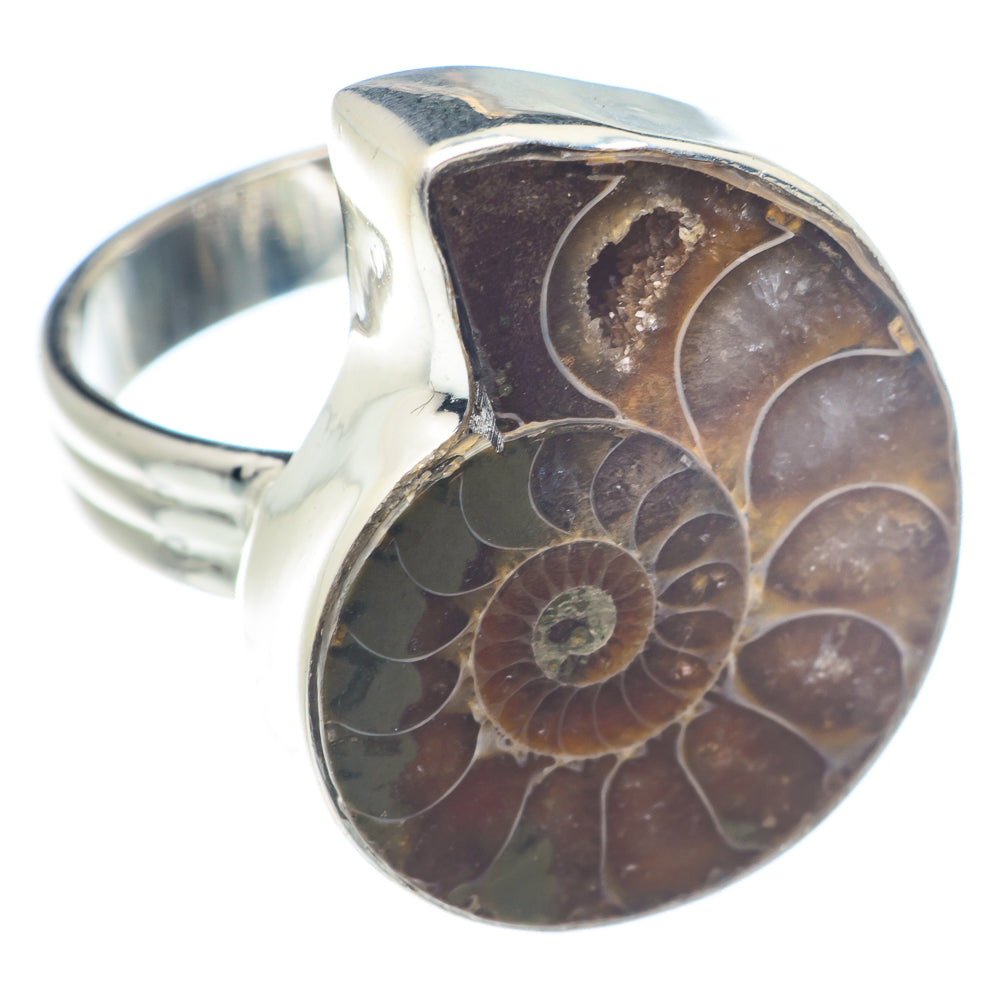 Ammonite Fossil Rings handcrafted by Ana Silver Co - RING71547