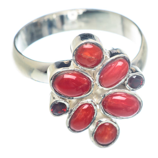 Red Coral Rings handcrafted by Ana Silver Co - RING71556
