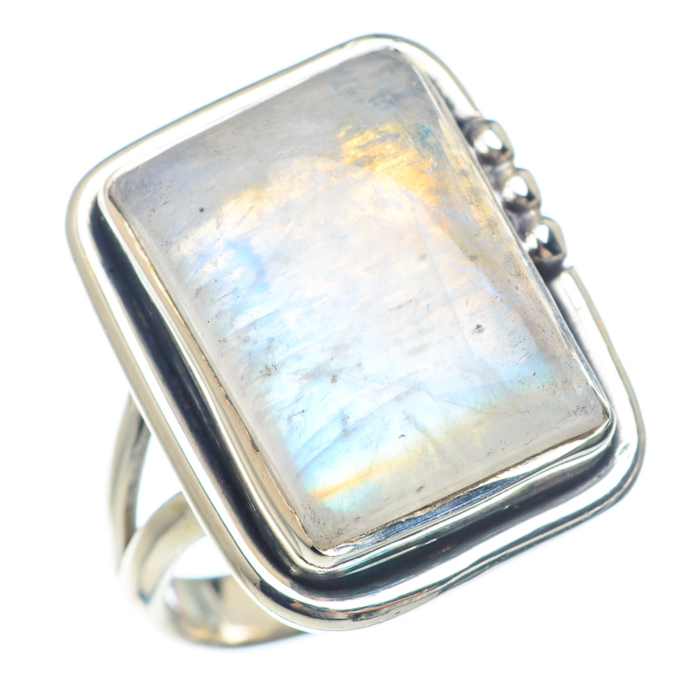 Rainbow Moonstone Rings handcrafted by Ana Silver Co - RING71561