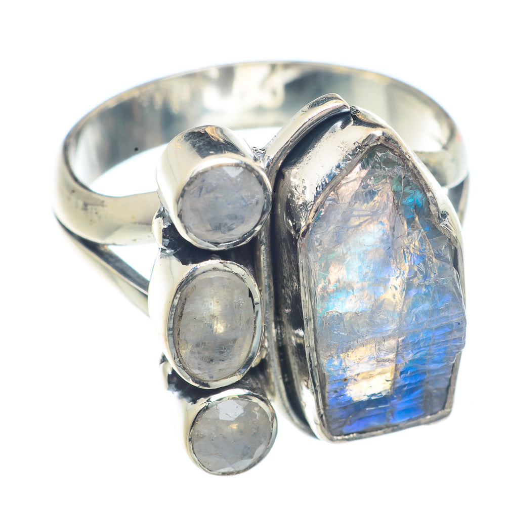 Rainbow Moonstone Rings handcrafted by Ana Silver Co - RING71562