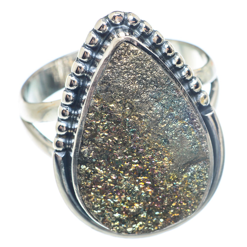 Spectro Pyrite Druzy Rings handcrafted by Ana Silver Co - RING71596