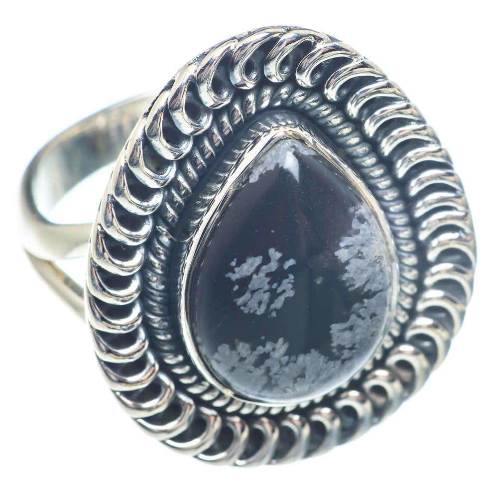 Snowflake Obsidian Rings handcrafted by Ana Silver Co - RING71598