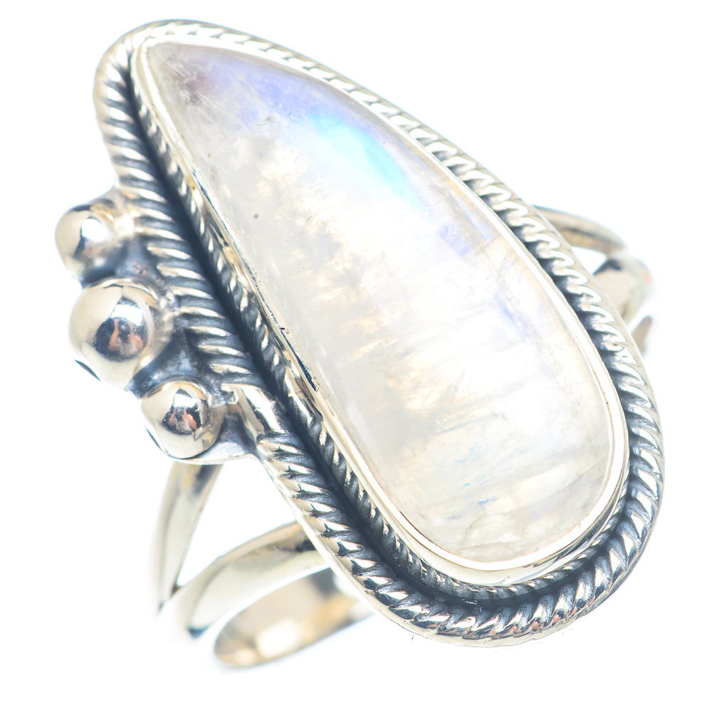 Rainbow Moonstone Rings handcrafted by Ana Silver Co - RING71716