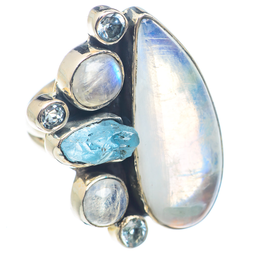 Rainbow Moonstone Rings handcrafted by Ana Silver Co - RING71799