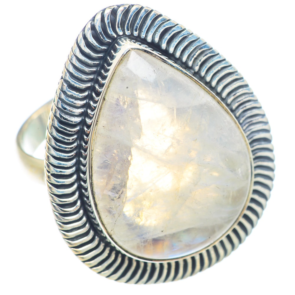 Rainbow Moonstone Rings handcrafted by Ana Silver Co - RING71803