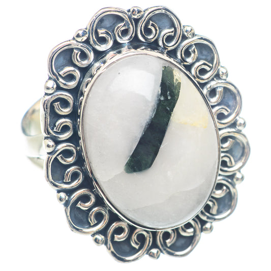 Green Tourmaline In Quartz Rings handcrafted by Ana Silver Co - RING71804