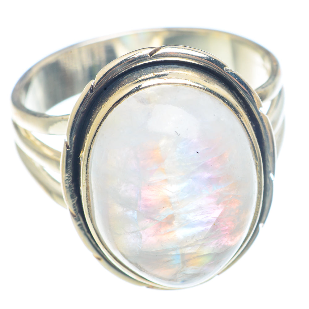 Rainbow Moonstone Rings handcrafted by Ana Silver Co - RING71883
