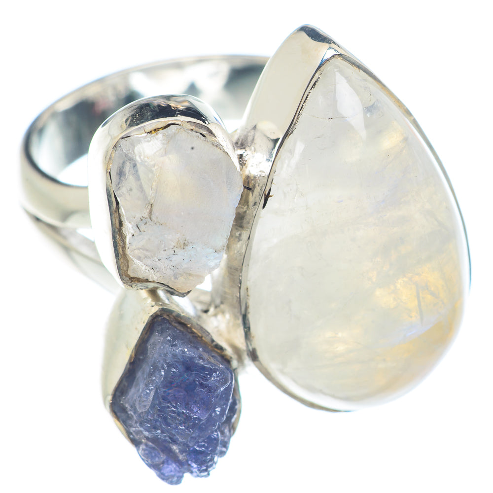 Rainbow Moonstone Rings handcrafted by Ana Silver Co - RING71885