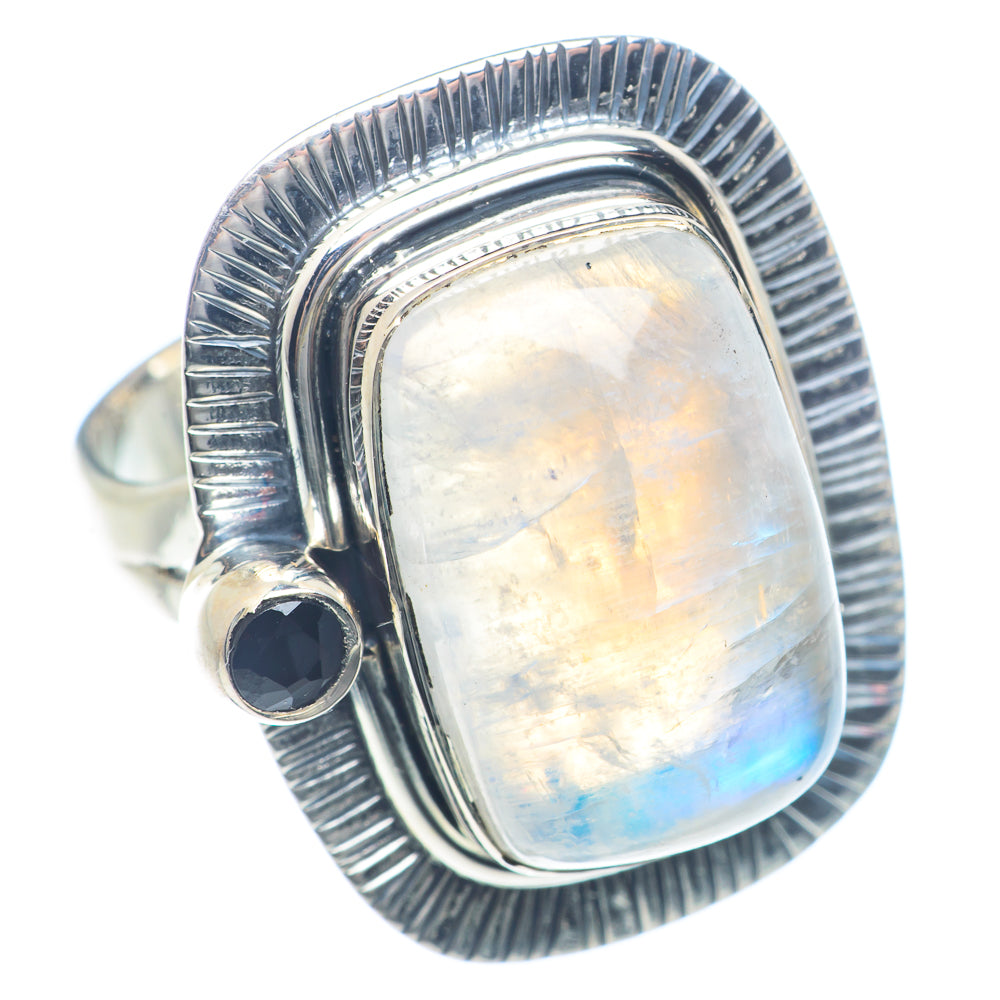 Rainbow Moonstone Rings handcrafted by Ana Silver Co - RING71886