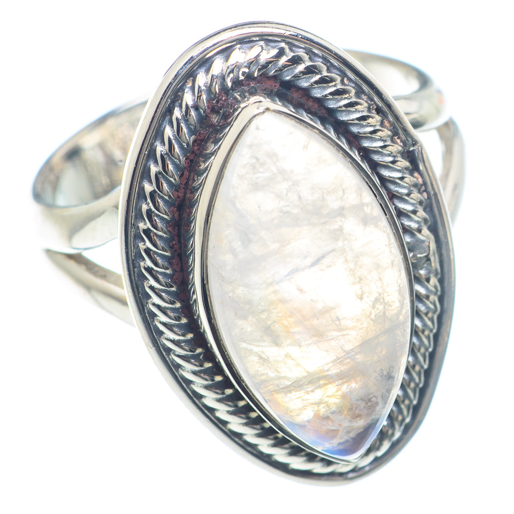 Rainbow Moonstone Rings handcrafted by Ana Silver Co - RING71887