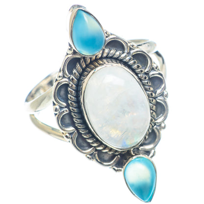 Rainbow Moonstone Rings handcrafted by Ana Silver Co - RING71962