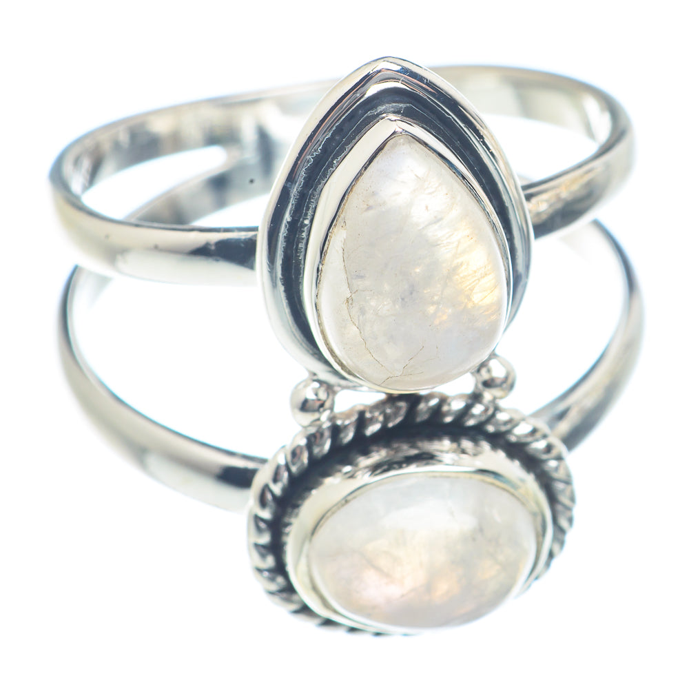 Rainbow Moonstone Rings handcrafted by Ana Silver Co - RING71991