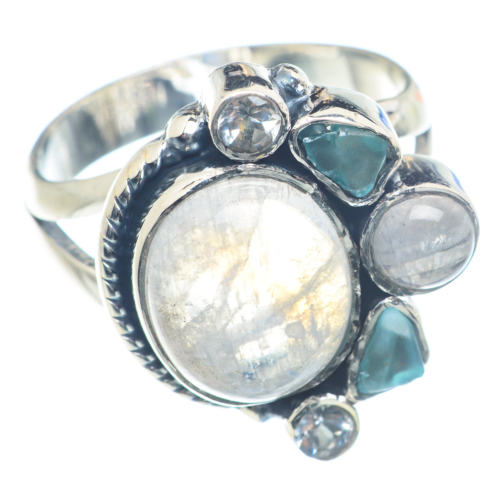 Rainbow Moonstone Rings handcrafted by Ana Silver Co - RING71995