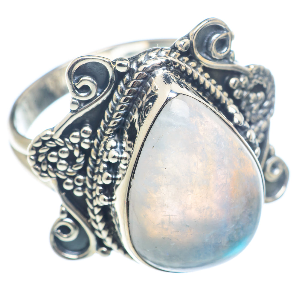 Rainbow Moonstone Rings handcrafted by Ana Silver Co - RING72025