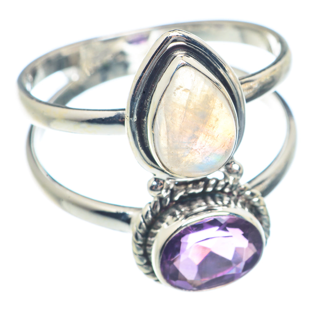 Rainbow Moonstone Rings handcrafted by Ana Silver Co - RING72057