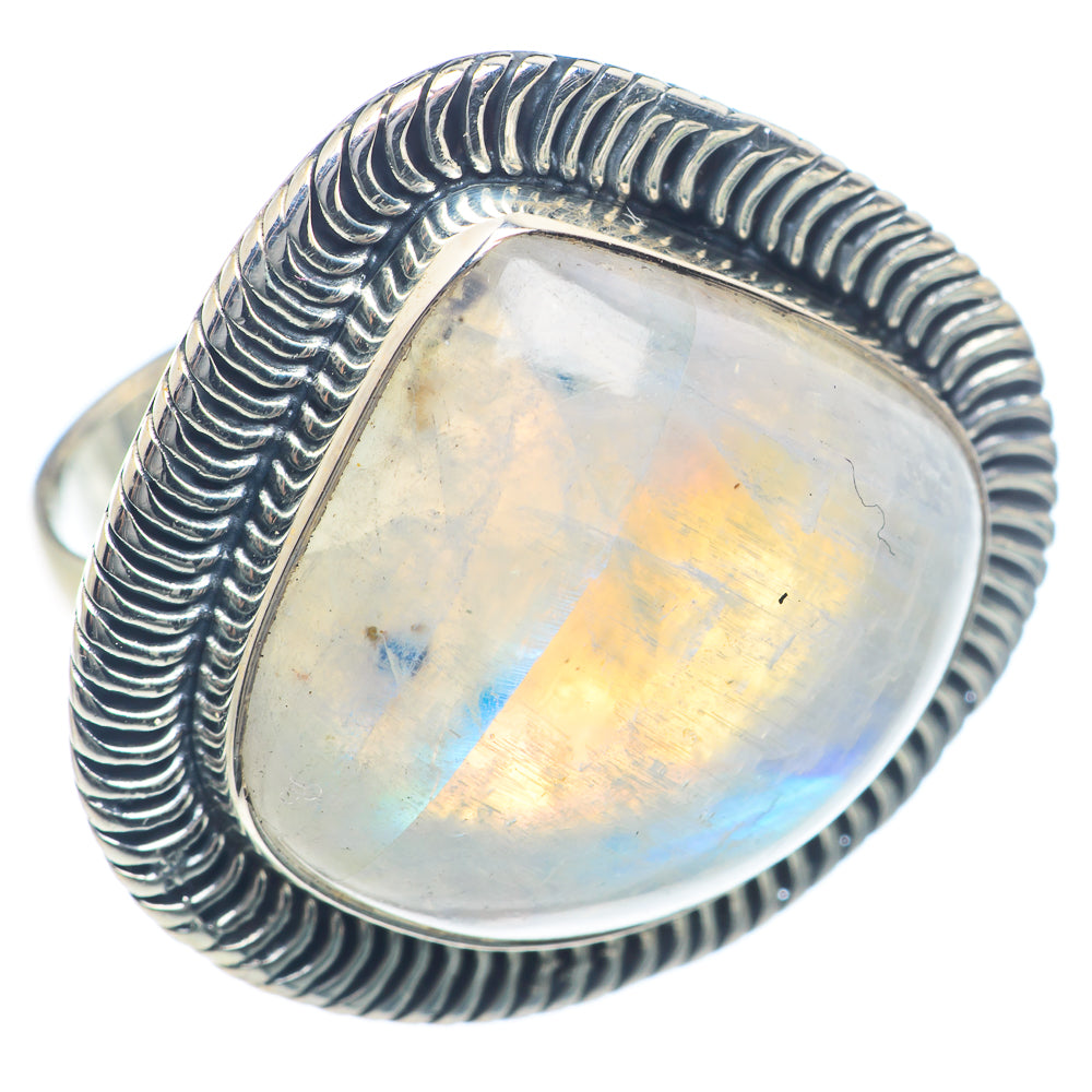 Rainbow Moonstone Rings handcrafted by Ana Silver Co - RING72070