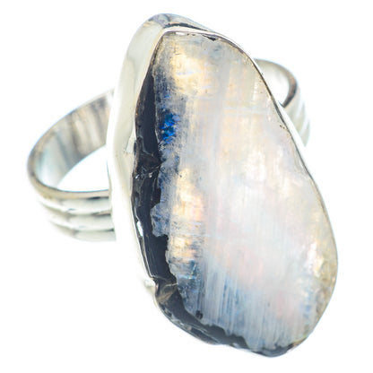 Rainbow Moonstone Rings handcrafted by Ana Silver Co - RING72118