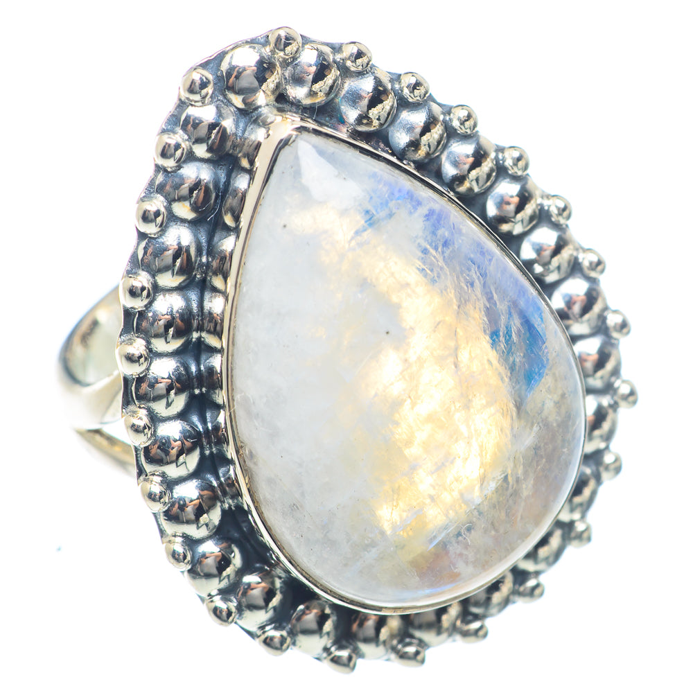Rainbow Moonstone Rings handcrafted by Ana Silver Co - RING72119