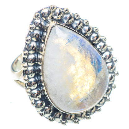 Rainbow Moonstone Rings handcrafted by Ana Silver Co - RING72119