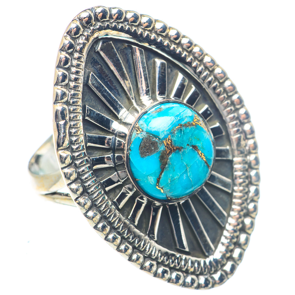Blue Copper Composite Turquoise Rings handcrafted by Ana Silver Co - RING72122