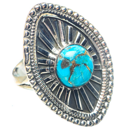 Blue Copper Composite Turquoise Rings handcrafted by Ana Silver Co - RING72122