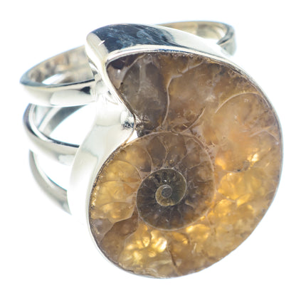 Ammonite Fossil Rings handcrafted by Ana Silver Co - RING72148