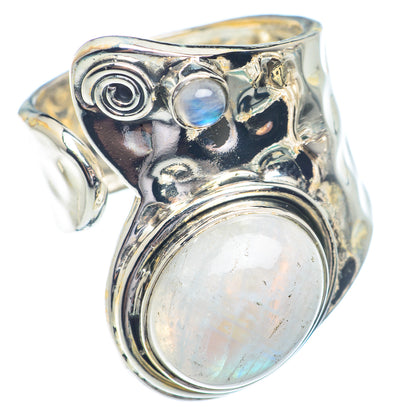 Rainbow Moonstone Rings handcrafted by Ana Silver Co - RING72172