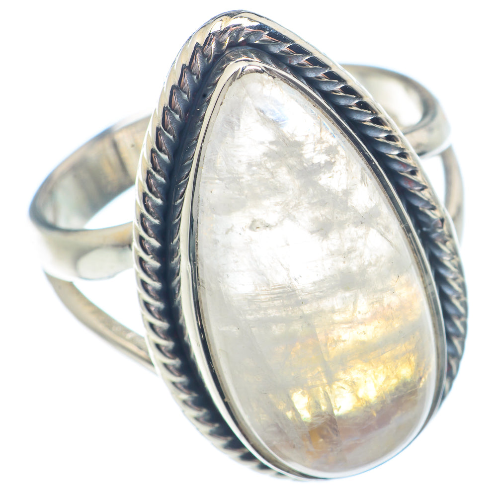 Rainbow Moonstone Rings handcrafted by Ana Silver Co - RING72174