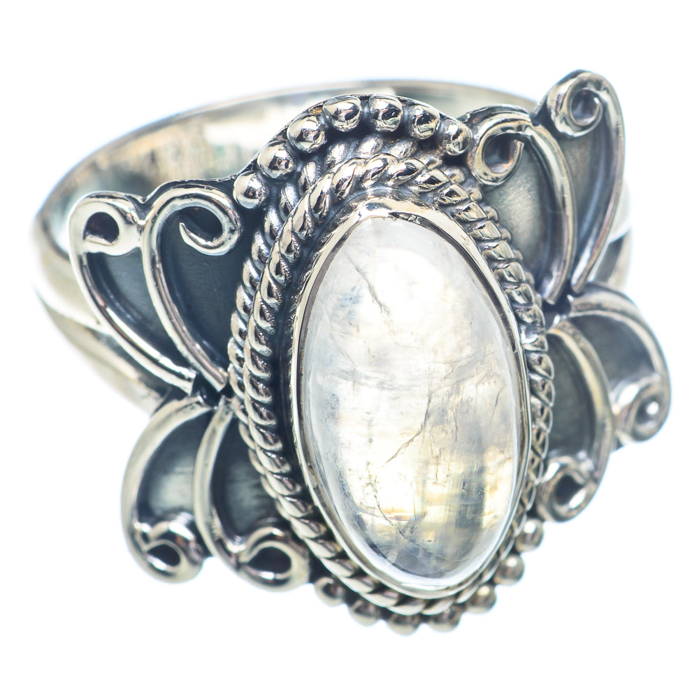Rainbow Moonstone Rings handcrafted by Ana Silver Co - RING72212