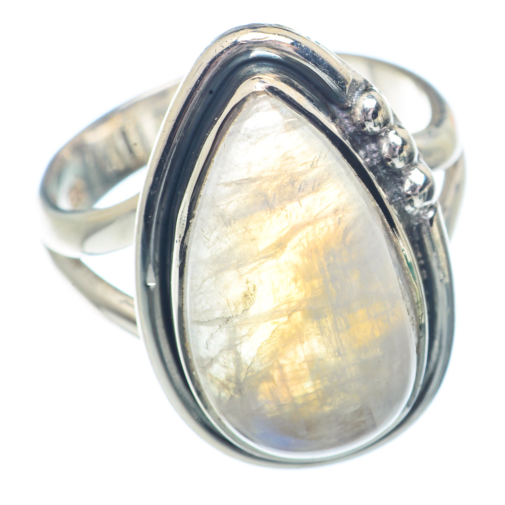 Rainbow Moonstone Rings handcrafted by Ana Silver Co - RING72254